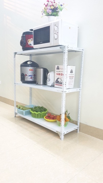 Kệ sắt v lỗ 3 tầng dài 1,2m rộng 0,3m cao 1m màu TRẮNG