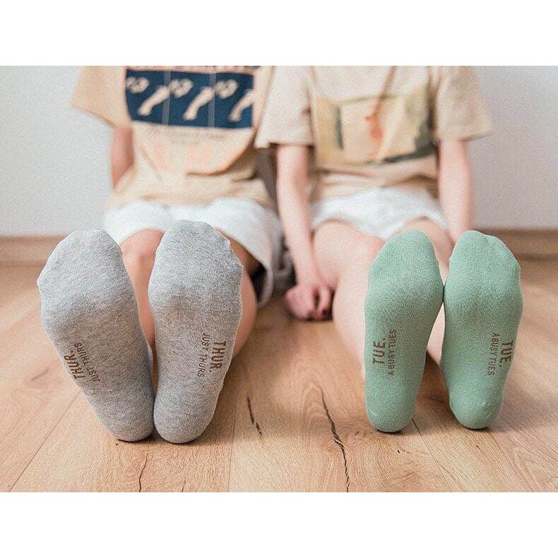 Tất tuần nam nữ cổ ngắn𝑭𝒓𝒆𝒆𝒔𝒉𝒊𝒑Combo Set 7 Đôi 7 Tất 7 Ngày Cổ Ngắn Nam - Nữ Vintage chất đẹp