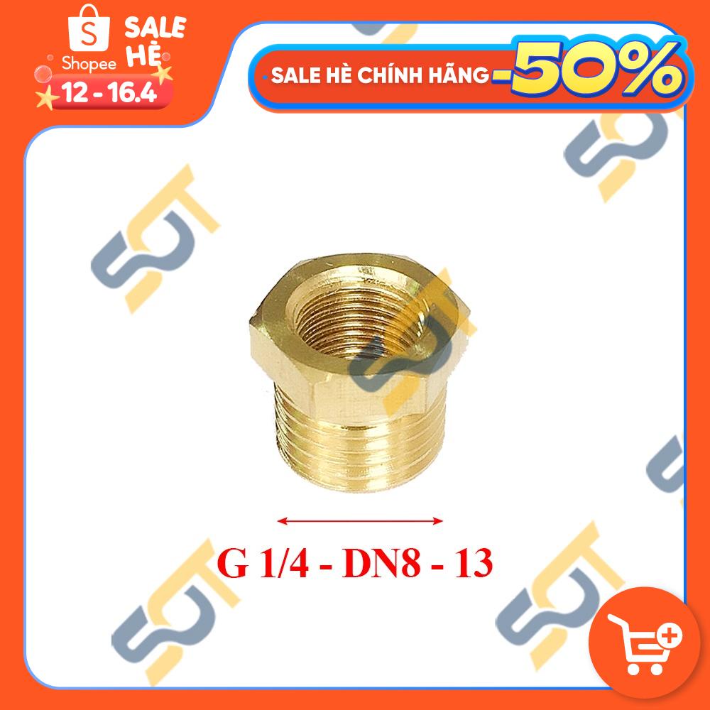 [NỐI CHUYỂN REN] G 1/4 DN8 13 Ren ngoài lớn nối ren trong nhỏ tùy chọn bằng đồng (bush male to female) Cả rá Lơ ngược