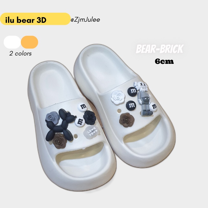 Dép bản cross nữ (ILU-Bearbrick) độn đế 5cm chất liệu EVA cao cấp siêu nhẹ không bám bẩn