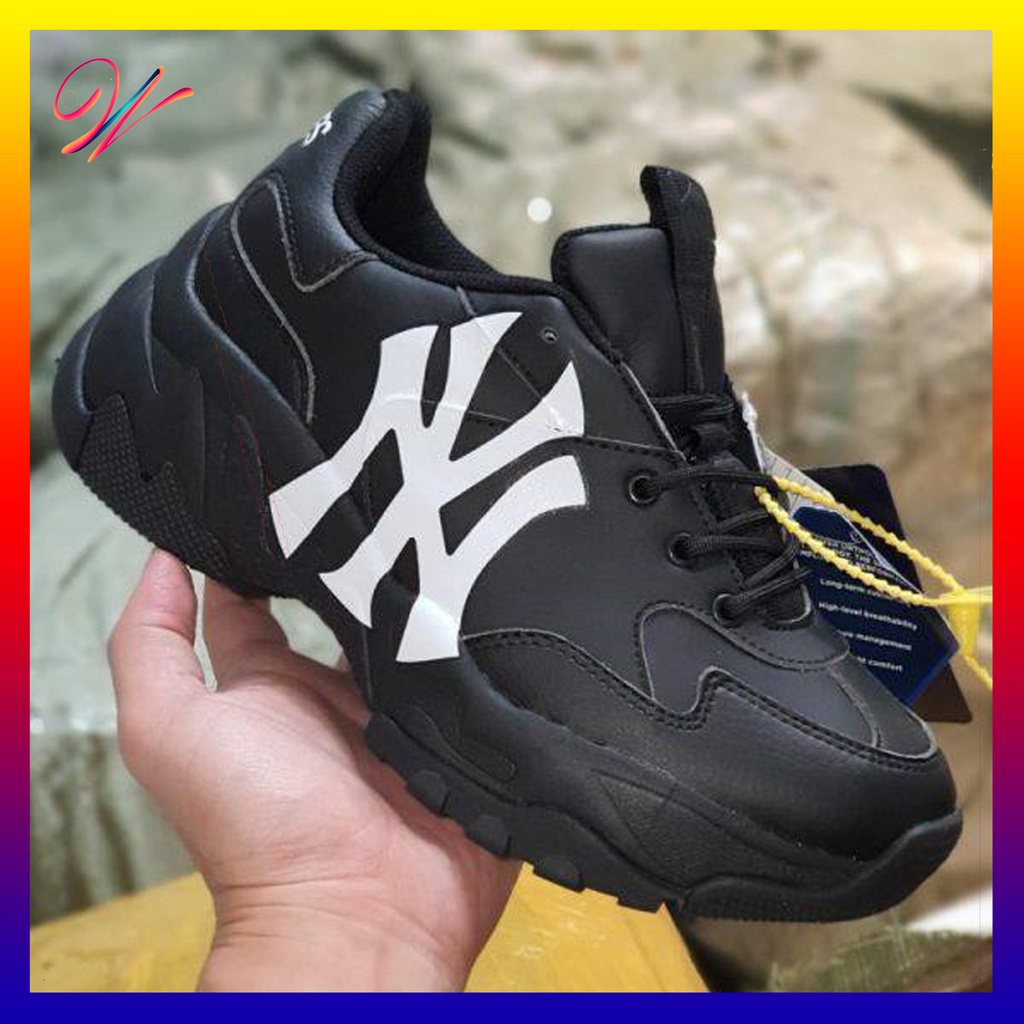 Giày sneaker N.Y da đen chữ trắng đi êm full phụ kiện