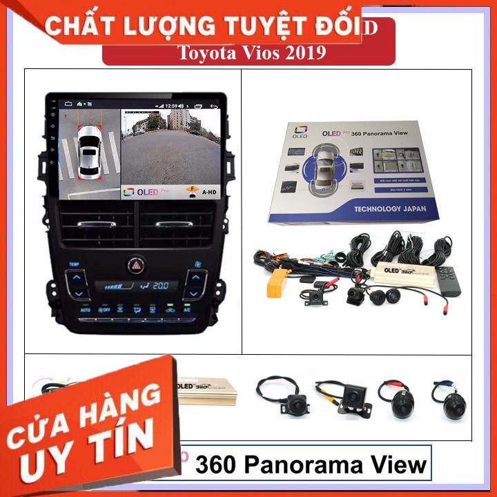 CAMERA 360 ĐỘ OLED Pro AHD cho xe TOYOTA VIOS 2019 ĐIỀU HÒA TỰ ĐỘNG - Tặng 1xCam Lùi Siêu Nét ,1x vorcher của shop - Tặn