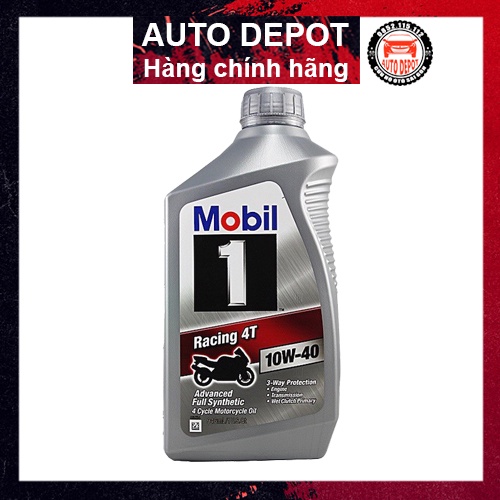 Nhớt tổng hợp xe máy Mobil One moto Racing 4T động cơ phân khối lớn 10W40 946ML nhập trực tiếp từ Mỹ