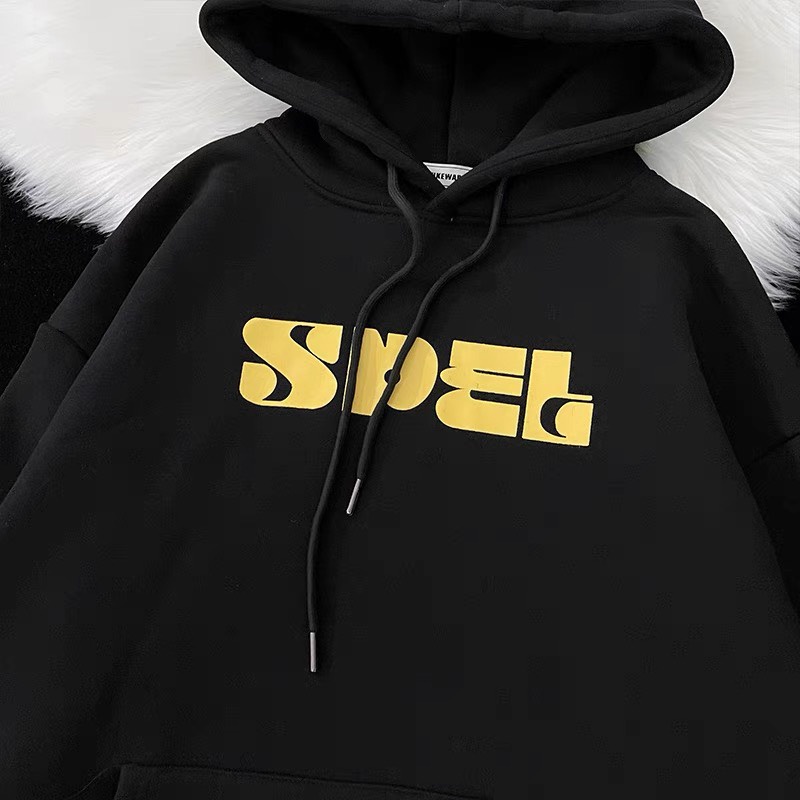 Áo hoodie mùa đông retro thư có mũ trùm đầu áo nỉ nam và nữ unisex thương hiệu thời trang đường phố