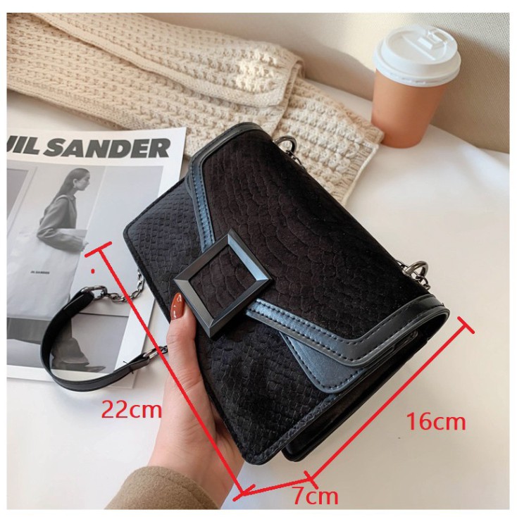 Túi xách nữ đeo chéo khóa vuông vân da rắn lót vải nhung mềm mịn siêu đẹp TX27 túi đeo vai Chip Xinh Bag | BigBuy360 - bigbuy360.vn
