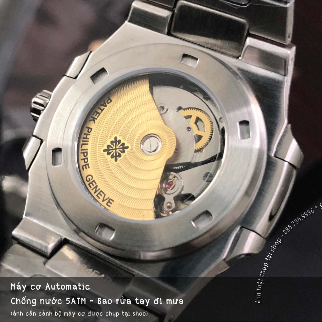 Đồng Hồ Nam PP 5711 Viền Trơn Máy Cơ Automatic, 40mm Chống Nước 5ATM