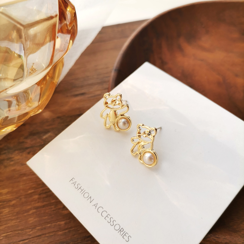 Khuyên Tai Nữ Trang Dáng Dài Tạo Hình Gấu Xinh Xắn