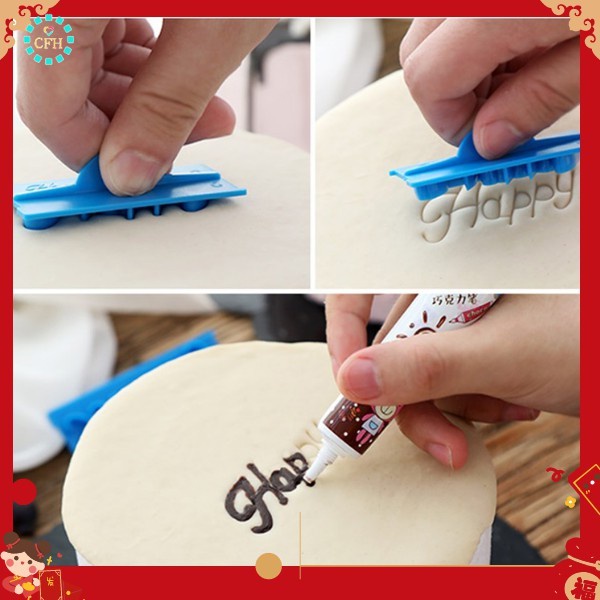Set 6 khuôn in chữ trang trí bánh kem xinh xắn tiện dụng DIY