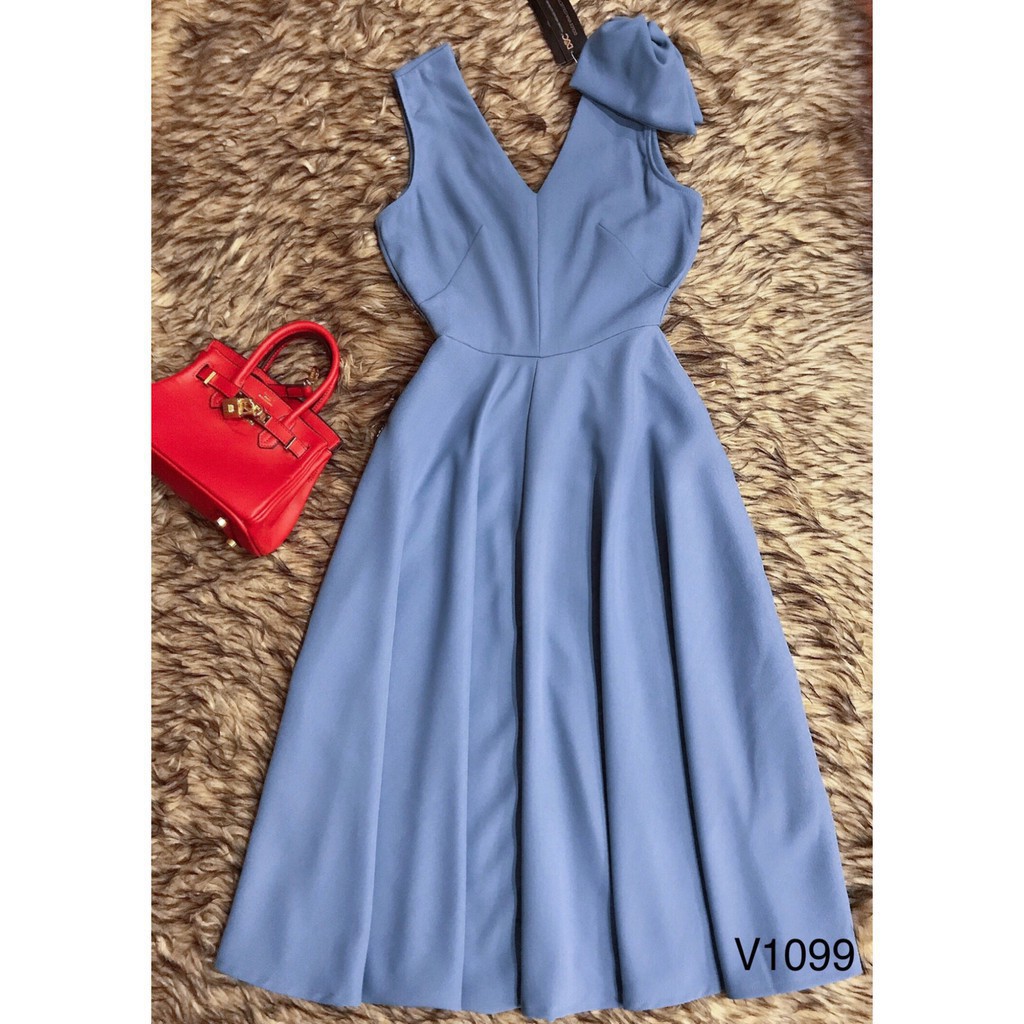 [ xả kho ] MiD Đầm suông nơ vai V1099 Mie Design ảnh thật