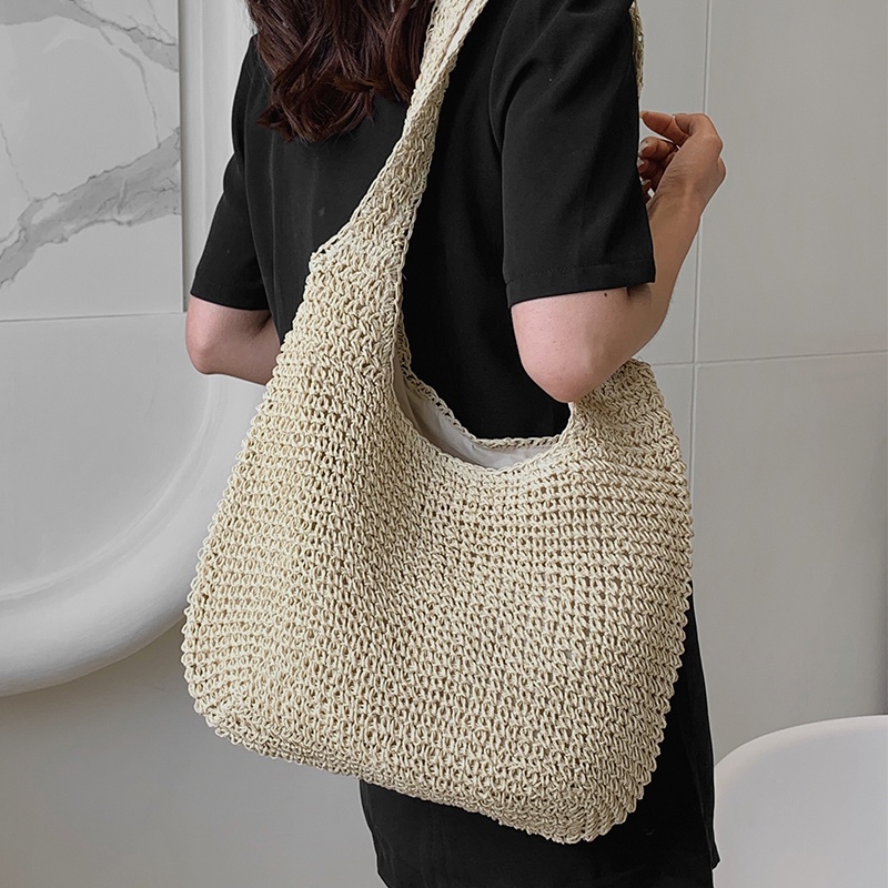 Túi đeo vai IELGY đan rơm sức chứa lớn thời trang đi biển cho nữ