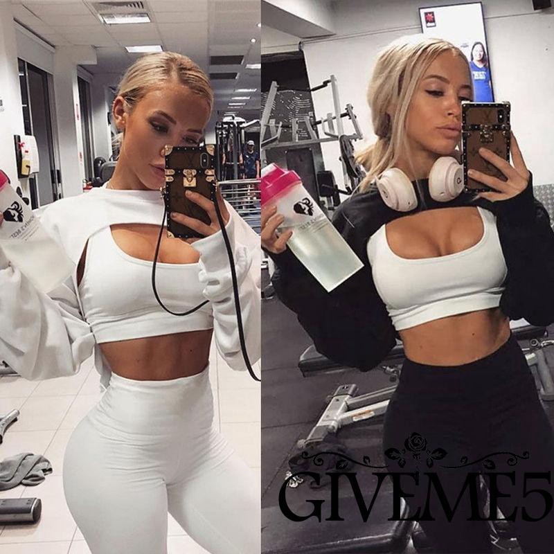 Fashion Women Long Lantern Sleeve T-shirt Hollow Casual Crop Tops | BigBuy360 - bigbuy360.vn