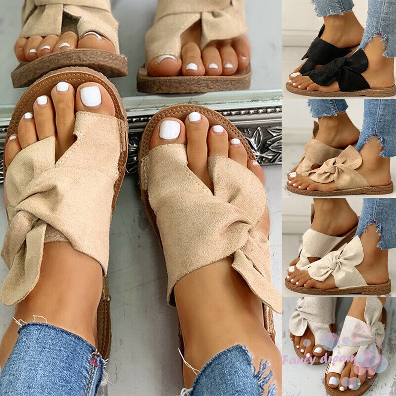 Dép Sandal Xỏ Ngón Đính Nơ Thời Trang Nữ Tính