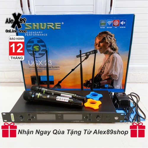 Mic không dây Shure UGX23 main đỏ có IC, mic hat karaoke