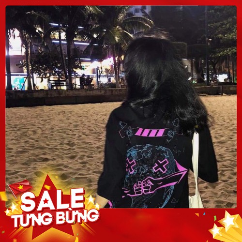 ÁO THUN TAY LỠ UNISEX MÀU ĐEN KIỂU DÁNG ÁO THUN NAM NỮ TAY NGẮN IN HÌNH RABBIT WOLRD SIÊU RẺ - Hàng nhập khẩu