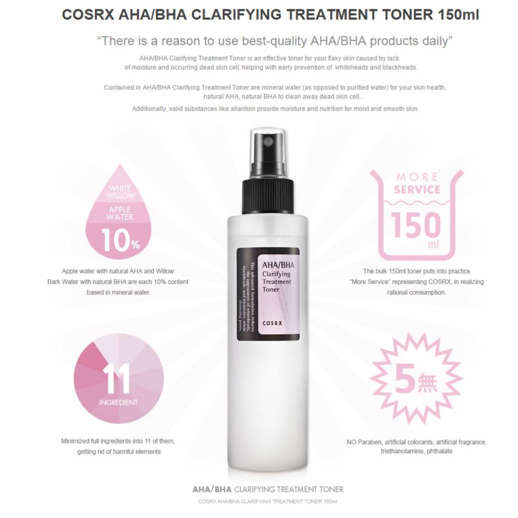 Nước hoa hồng Cosrx AHA/BHA Clarifying Treatment Toner 150ml - 280ml