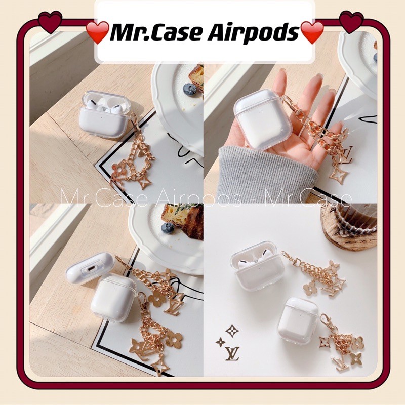 Case Airpods 1/2 Pro Vỏ Ốp Đựng Tai Nghe Trong dẻo Kèm Móc Khoá Vàng Xinh - Mr.Case