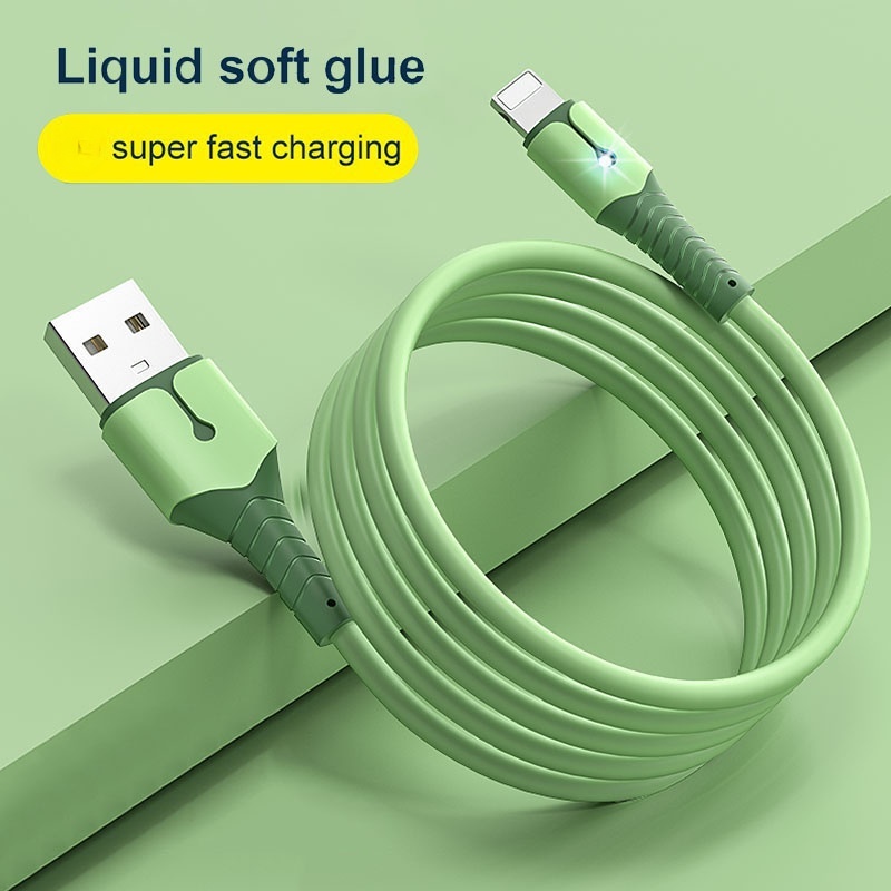 Dây Cáp Sạc Dữ Liệu Micro Usb / Type C Dài 1 / 2m Bằng Silicon Dẻo Có Đèn Chống Mài Mòn Cho Huawei Samsung Xiaomi