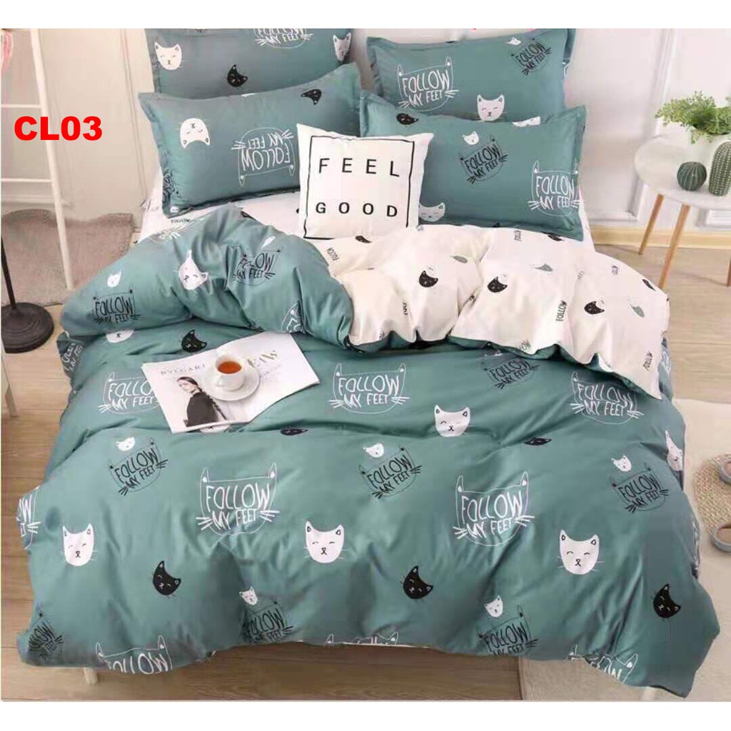 Bộ chăn ga gối set 4 món Cotton poly hàng Loại 1 nhập khẩu