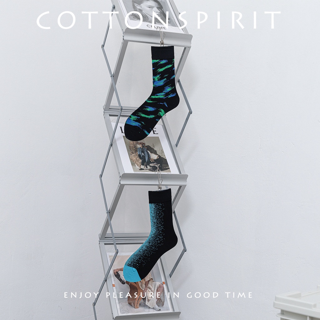 Vớ cổ cao cá tính Nam Nữ Unisex Tất dài cao cổ Phong cách đường phố cao cấp cotton in hình Hoạt hình Hàn Quốc