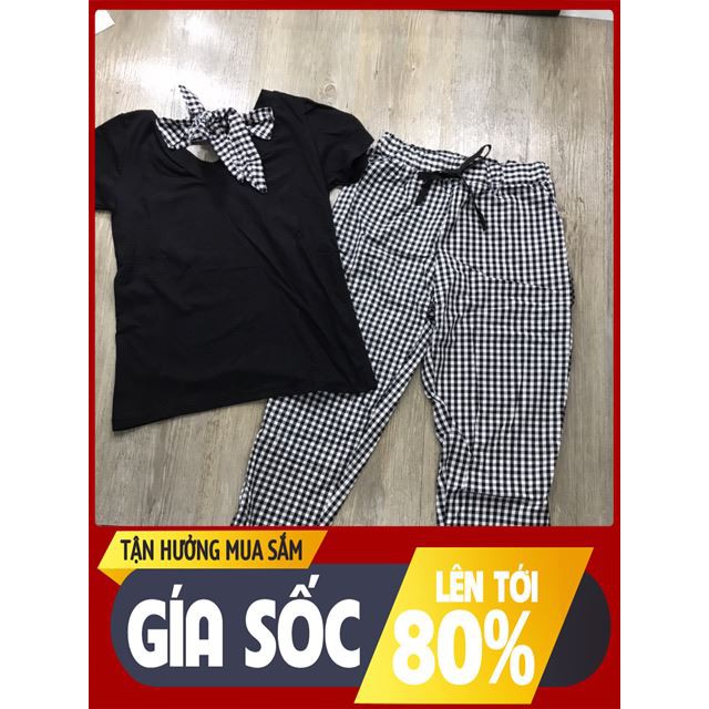 [ Sale Off ] Sét bộ quần kẻ(ảnh+video) thời trang công sở