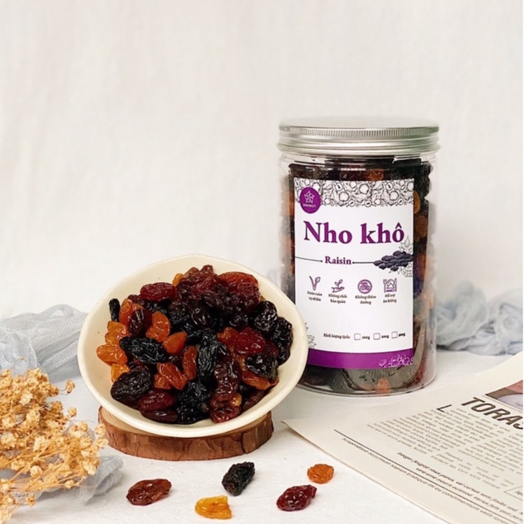 Nho khô 3 màu không đường Chile Davinut 500g, nho sấy raisins không hạt giá rẻ organic ngon hữu cơ