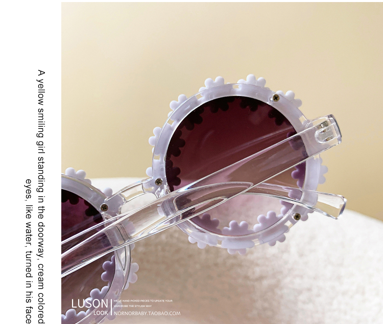 Kính mát gọng tròn trang trí hoa phong cách Hàn Quốc độc đáo thời trang