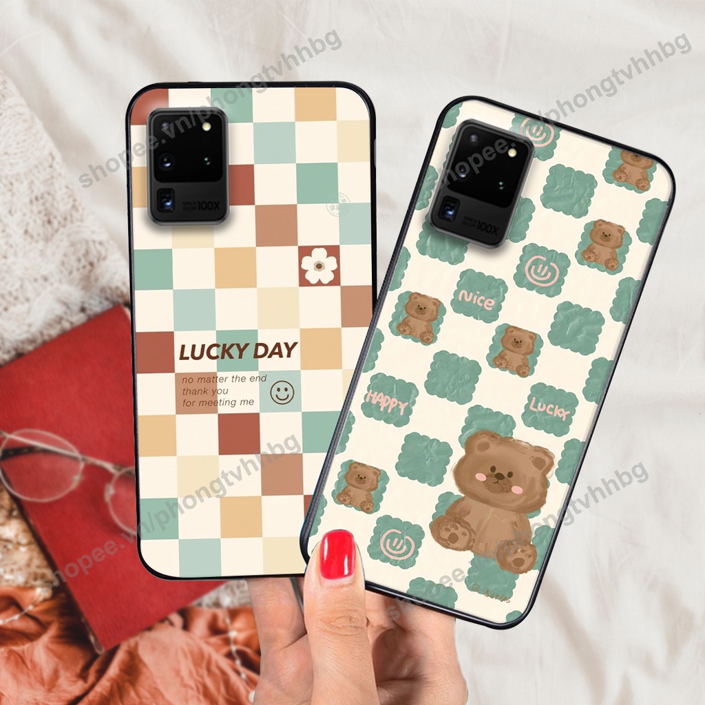 Ốp lưng Samsung S20 / S20 Plus / S20+ / S20 FE / S20 Ultra in mẫu gấu bo viền , smile mặt cười cực cute đẹp