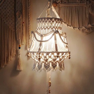 Macrame Lá - Đèn chùm macrame trang trí - Macrame Lá