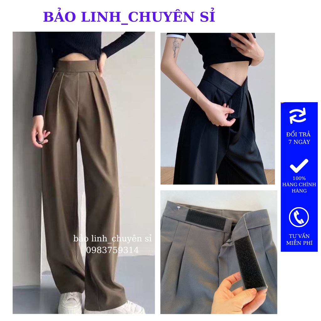 Quần Tây Ống Rộng Bảo Linh Ống Suông Nữ Lưng Cao Cạp Dán Siêu Hack Dáng M898