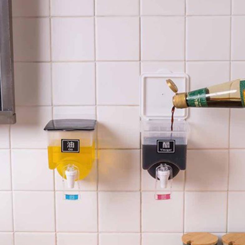 Hộp Đựng Gia Vị Tự Động Dạng Nhấn Treo Tường Tiện Lợi Dành Cho Nhà Bếp