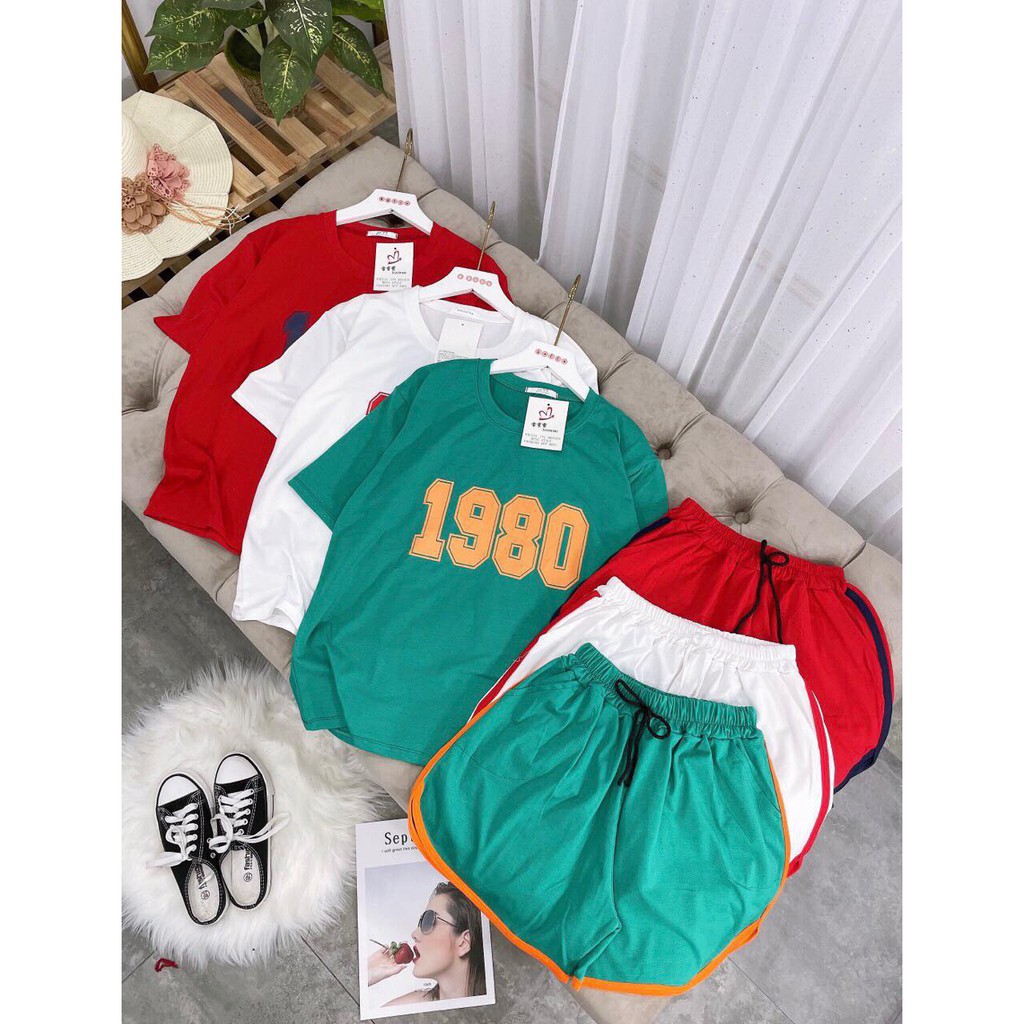 Bộ short thể thao áo in 1980 kèm quần rút dây - chất mịn đẹp - có ảnh tại shop - Unisex store