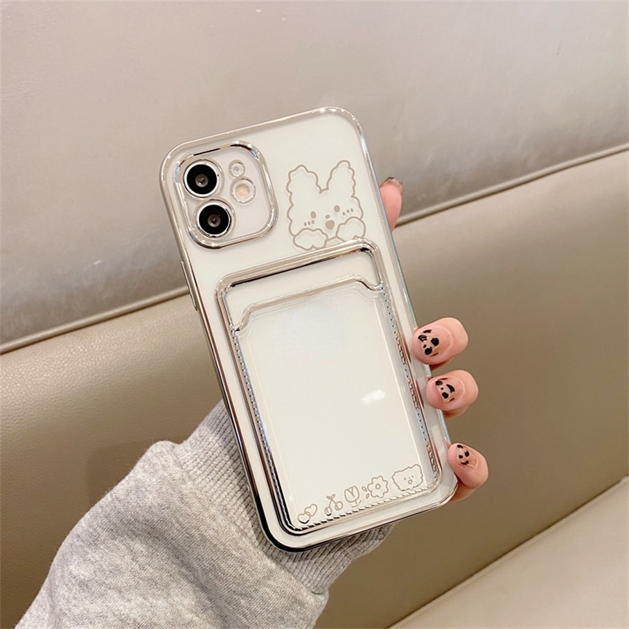 Compatible For iPhone 14 13 12 11 Pro Max X XR Xs Max 8 7 6 6s Plus SE 2020 Ốp Điện Thoại Mềm Mạ Điện Kèm Ngăn Đựng Thẻ Cho
