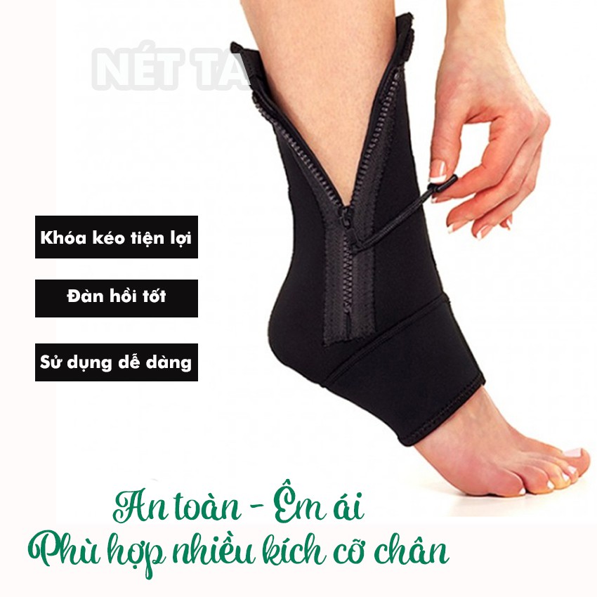 Băng bảo vệ cổ chân và mắt cá chân thông minh,vải co giãn, có thể điều chỉnh tiện lợi (Màu đen)