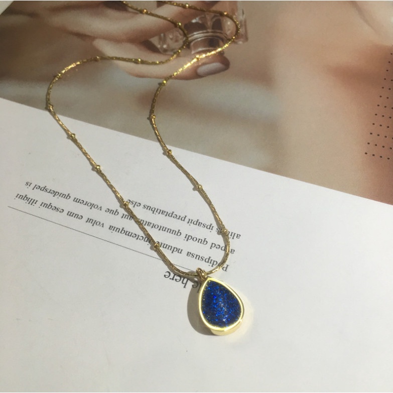 Dây Chuyền Titan Ko Han Rỉ Giọt Nước Xanh Dương TT 4001