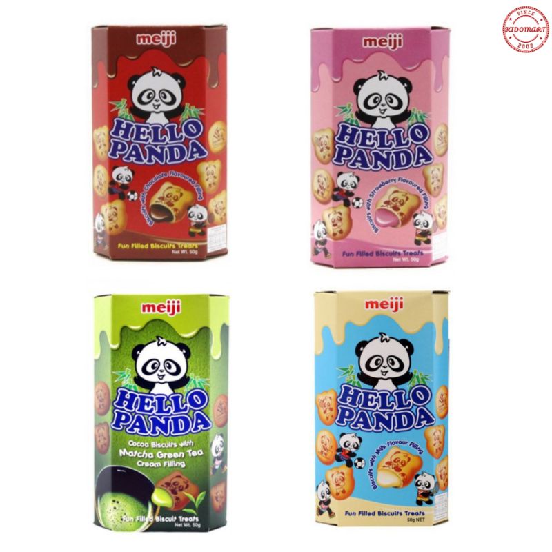 Bánh Gấu Hello Panda Meiji Vị Dâu / Socola / Sữa / Dừa / Trà Xanh 50g