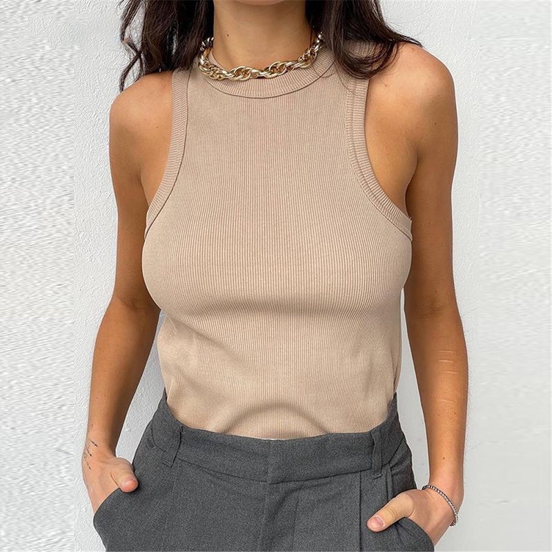 Áo Dệt Kim Tanktop Không Tay Hở Vai Màu Trắng Đen Thời Trang Dành Cho Nữ