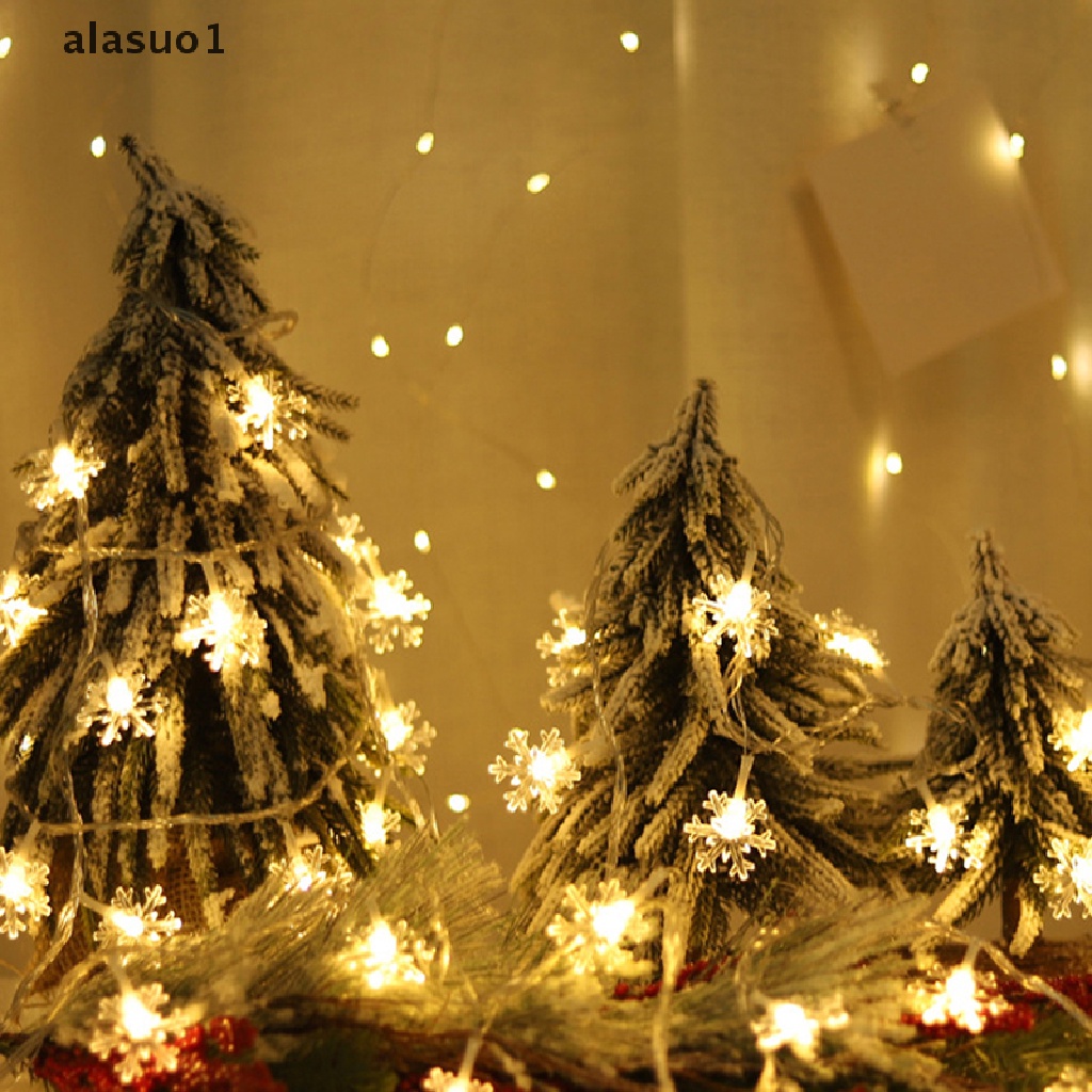 [alasuo1] Dây Đèn LED Hình Bông Tuyết Ánh Sáng Trắng Ấm Áp Trang Trí Nhà Cửa Dịp Giáng Sinh