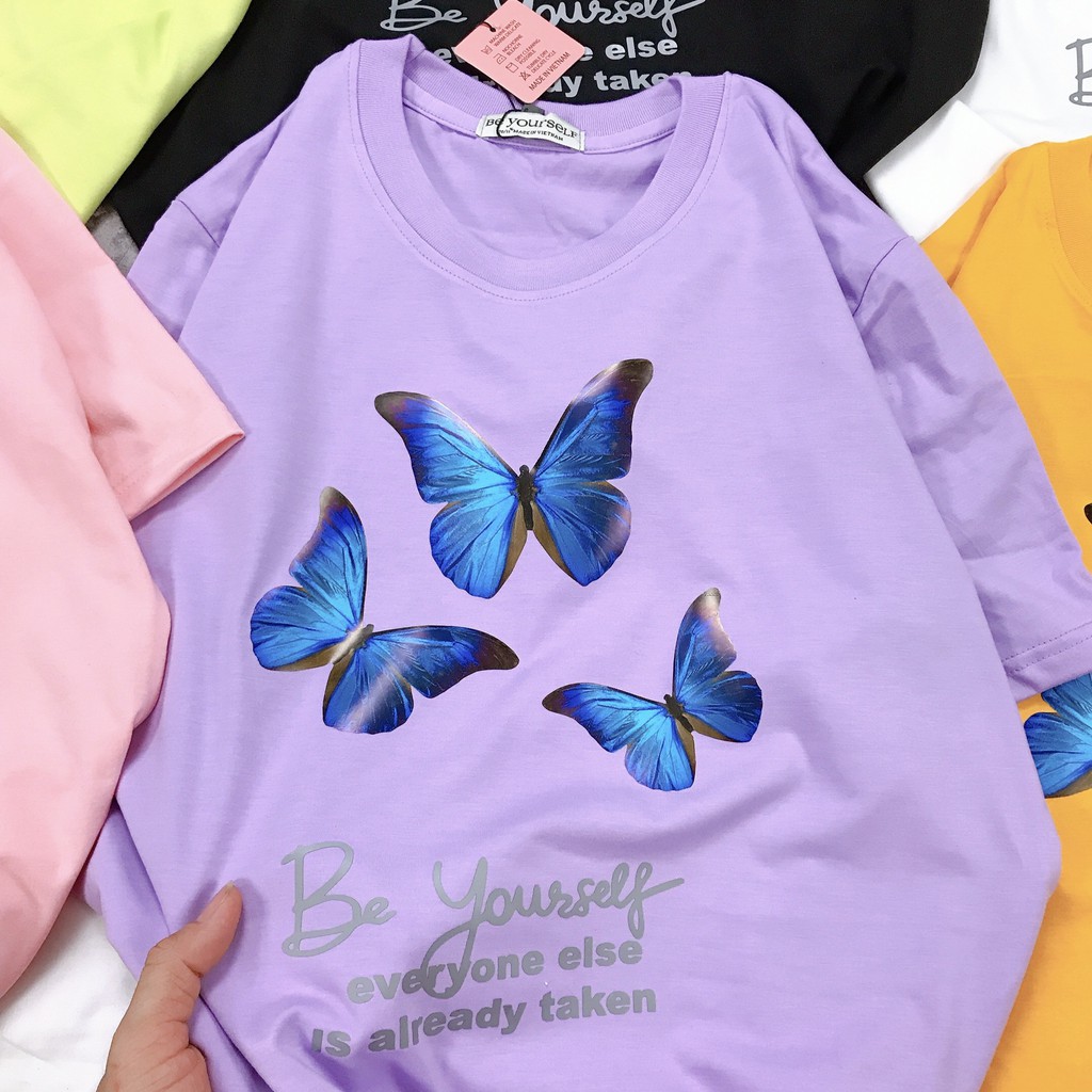 [HÌNH THẬT TỰ CHỤP] - Áo thun tay ngắn Be Yourself unisex size M L - 3 CON BƯỚM