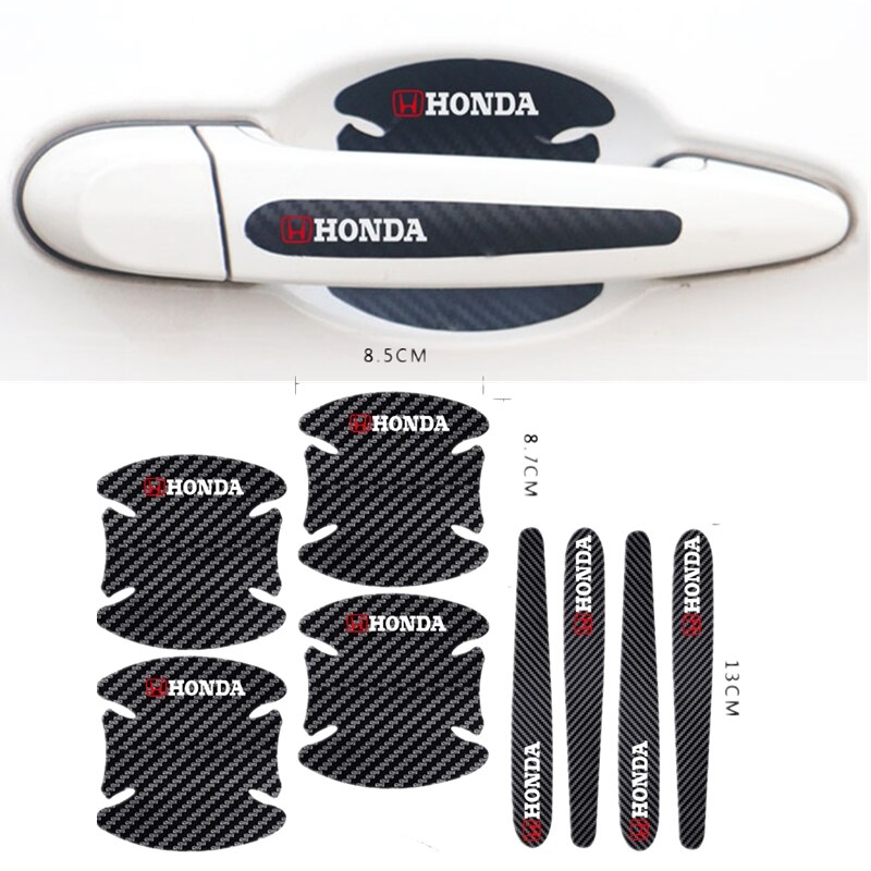 Set 4/ 8 miếng dán sợi carbon bảo vệ tay nắm cửa xe hơi Honda City Civic Brio HRV CRV Accord