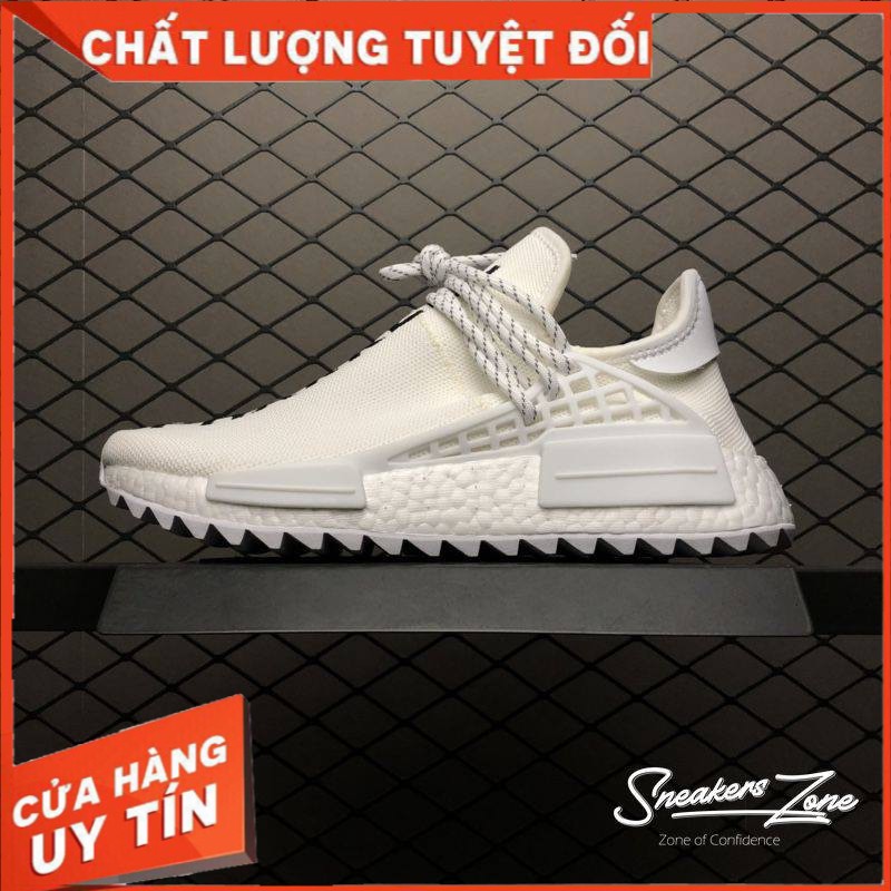 𝐑ẻ 𝐓Ế𝐓 (FREE SHIP + HỘP + QUÀ) Giày thể thao NMD Human Race Pharrell Trắng chữ đen  ; ₁