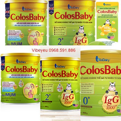 Sữa Non Colosbaby 1000IgG 800g Số 0+ 1+ 2+ Colos for Mum Mẫu Mới Date 03/2023