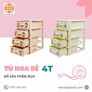 Tủ nhựa hoa mini 5 tầng Việt Nhật -Tủ mini để bàn đựng mỹ phẩm, đồ dùng đa năng