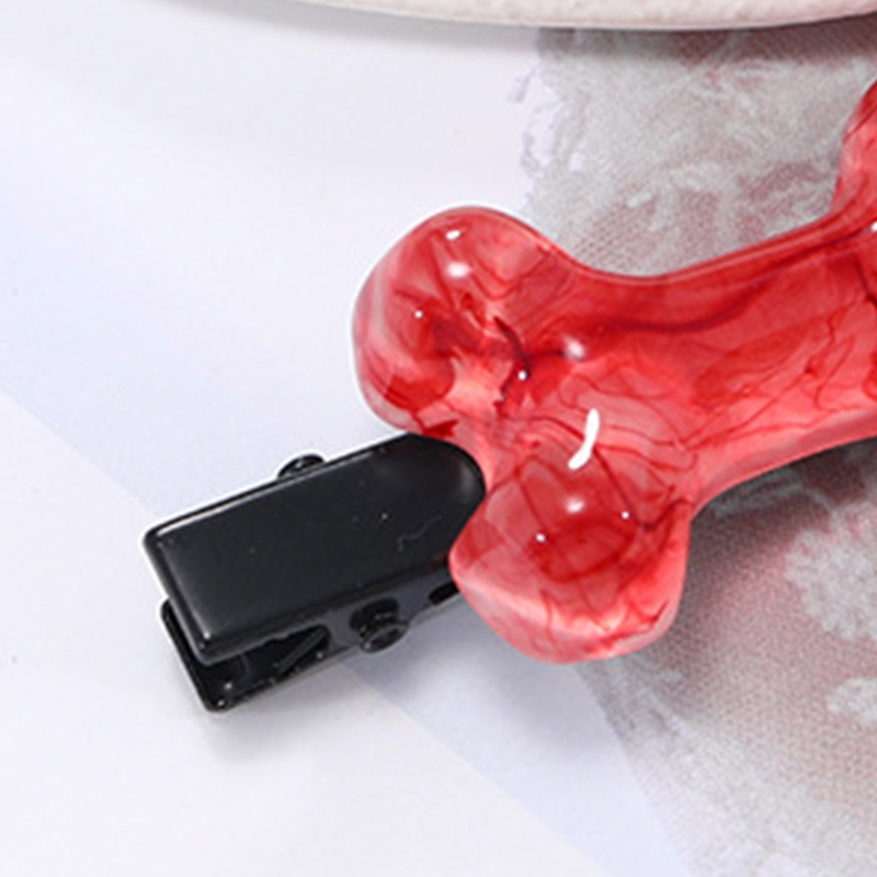 Kẹp Tóc Nhựa Hình Khúc Xương Máu Phong Cách Halloween Cho Bé Gái Y2K