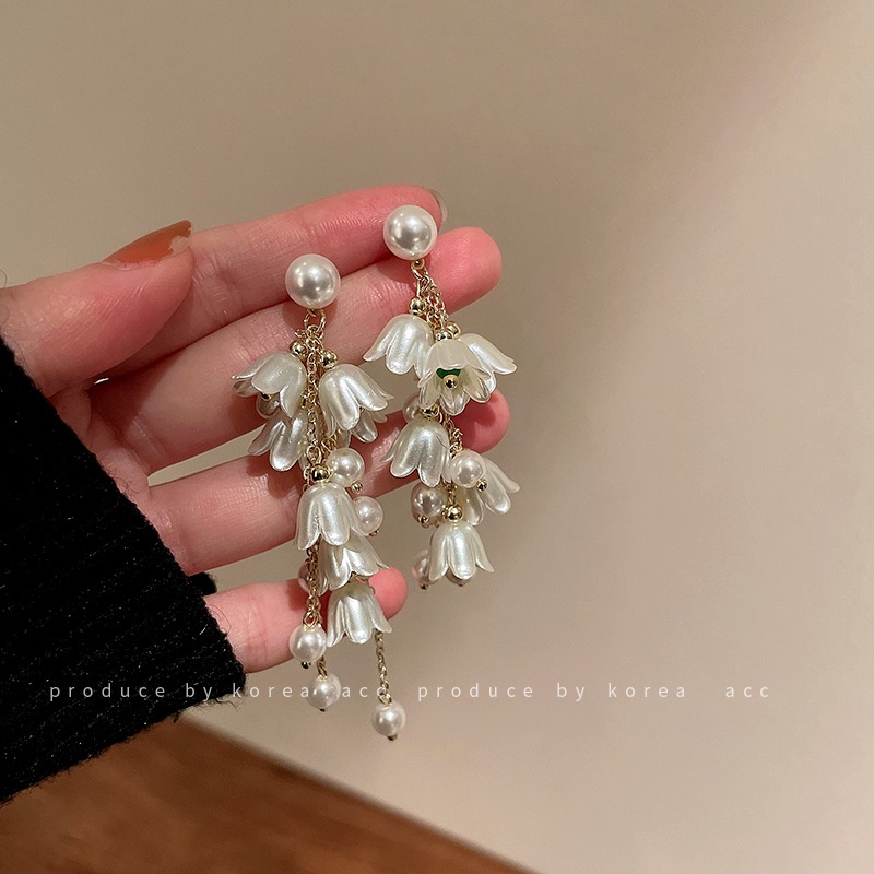 Khuyên Tai Tua Rua Đính Ngọc Trai Thời Trang