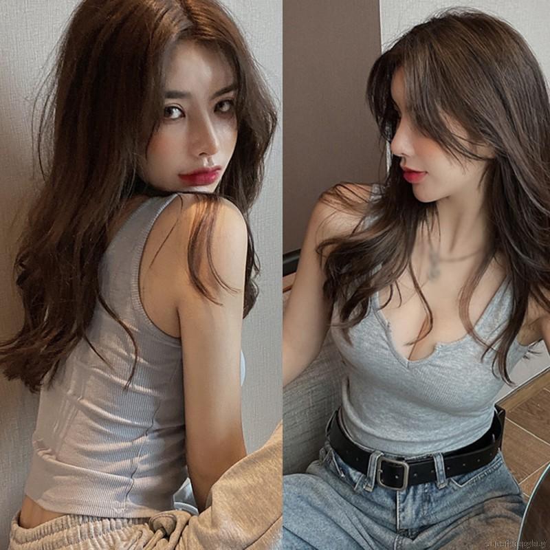 Áo Tank Top Màu Trơn Thiết Kế Cổ Chữ V Quyến Rũ