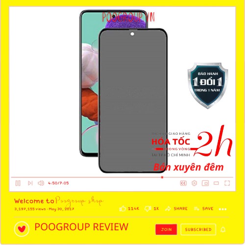 Kính Cường Lực Samsung A51 Nhám Chống Vân Tay , chống bụi, chống nước Poogroup