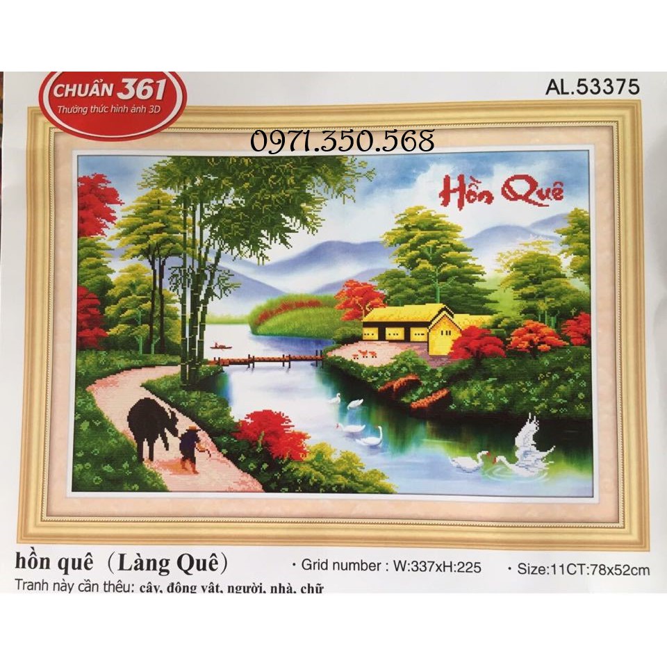 Tranh thêu chữ thập Hồn quê AL53375-78x52cm