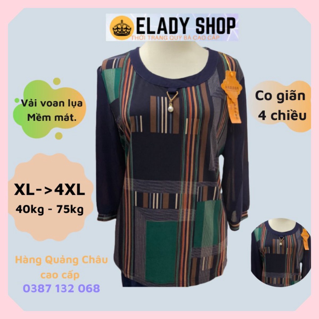 Áo trung niên nữ⚡FREESHIP⚡ Áo trung niên cổ tròn hàng Quảng Châu cao cấp vải voan lụa dày đẹp nhẹ, mịn mát, không xù