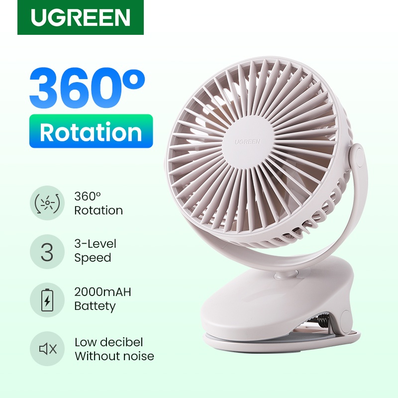 Ugreen Quạt Điện Mini Dạng Kẹp Có Thể Sạc Lại Cổng USB Tiện Dụng