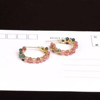 Bông Tai Mạ Vàng 14k Đính Đá Tourmaline Tự Nhiên